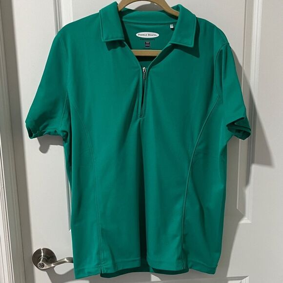 Pebble Beach Green Zip Polo Shirt Rare Sample Color SZ XXL NWOT unisex - Picture 1 of 6